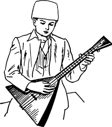 Boy Playing Balalaika clip art