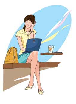 Girls and computer vector 45