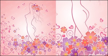 Can love a woman-shaped flowers with the line vector material