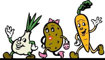 Cartoon Veggies Running clip art