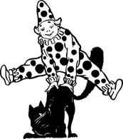 Clown Jumping Over Cat clip art