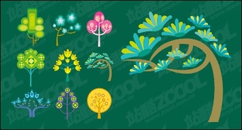 Cute cartoon trees vector material