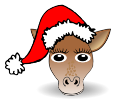 Funny Giraffe Face Cartoon with Santa Claus hat