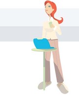 Girls and computer vector 12