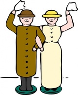 Man Woman Wooden Dolls clip art