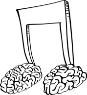 Music Outline Cartoon Notes Brain