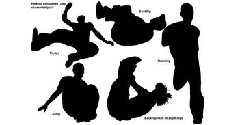 People freestyling silhouettes free vector