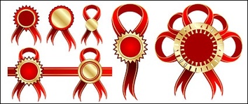 Red Ribbon badge vector material