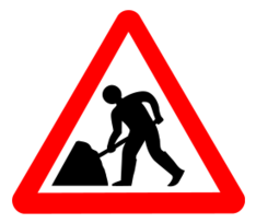 Roadsign man w umbrella