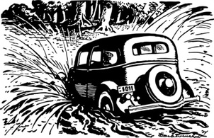 Water Car Cartoon Pool Lineart Vehicle Accident Into Splashing