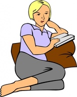 Woman Reading clip art