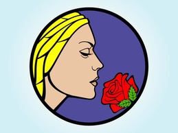 Woman Smelling Rose